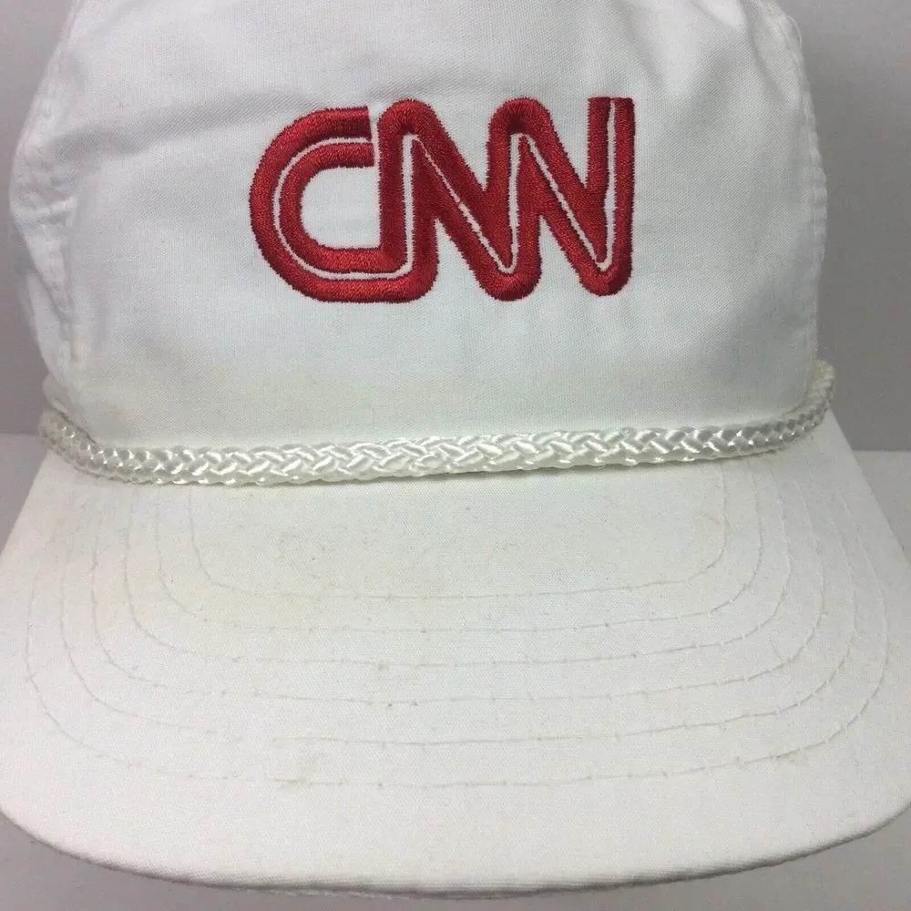 Vintage CNN Sports Hat News Network Embroidered SnapBack‎ White Trucker Cap